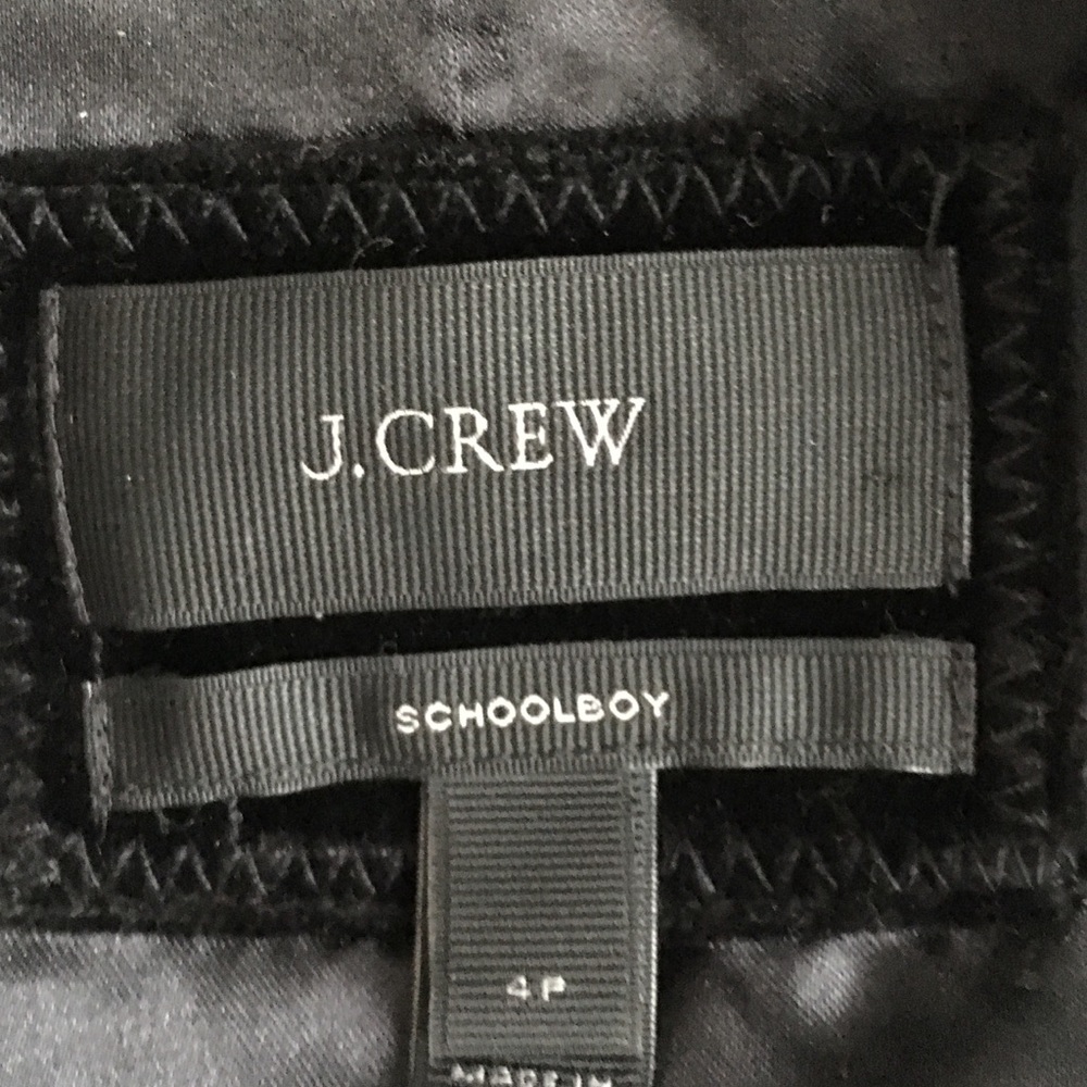 J Crew black velvet “school boy” blazer